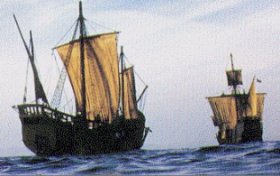 שיחזור של שתיים מספינותיו של  קולומבוס - הפינטה והסנטה מריה.