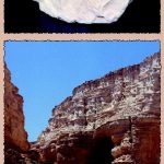 מורכב משתי תמונות קטנות: האחת של דוגמת יד של סלע הקירטון, והשנייה של מחשוף של סלעי קירטון משוכבים (בעין עבדת)