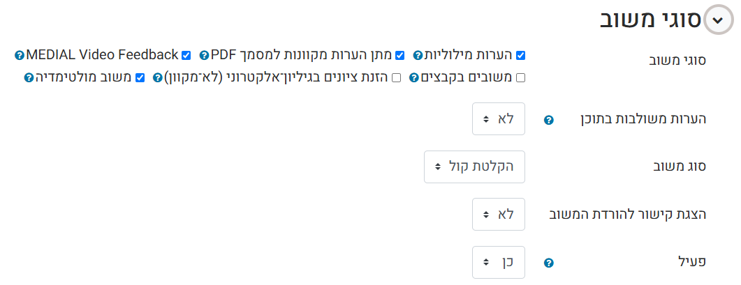 סוגי משוב מטלה