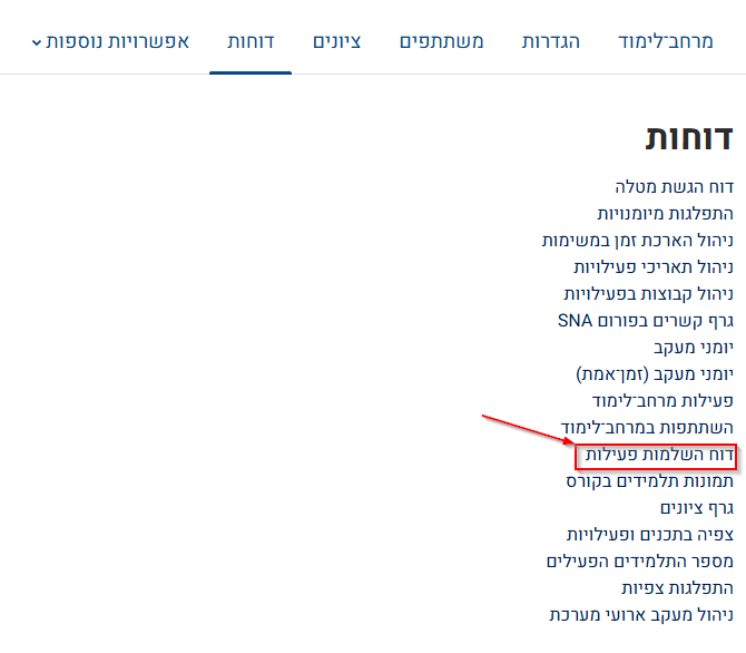 תפריט דוחות